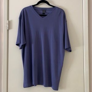 Kevoman Men’s 100% silk shirt in XXL purple blue